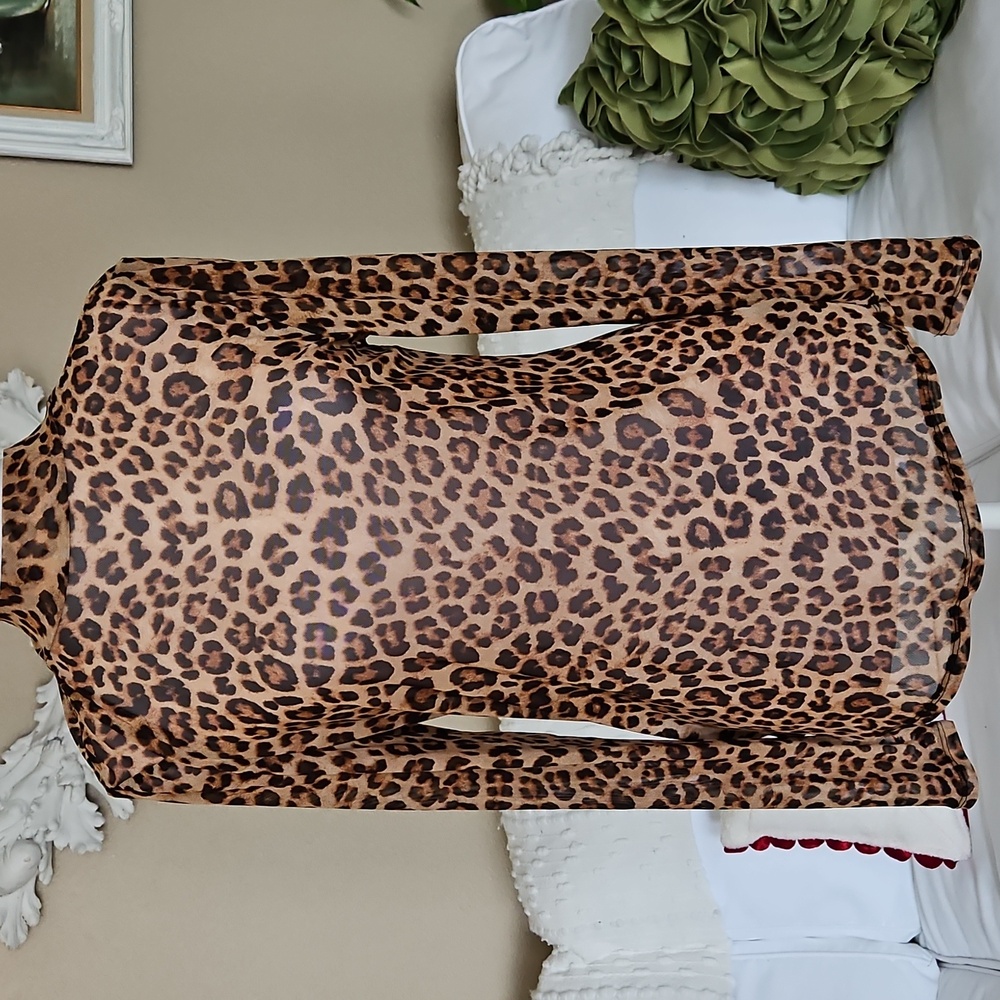 Torrid Mesh Animal Print Mock Turtle Neck Top Size 0 / L / 12